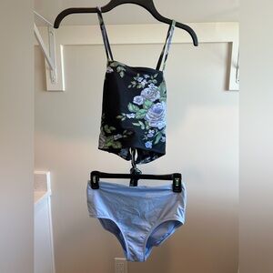 Albion Black and Blue Floral Bikini